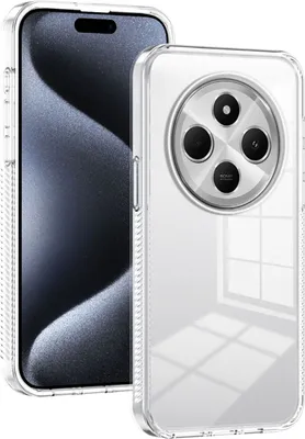 A clear phone case is shown with a phone inside, highlighting the camera module.