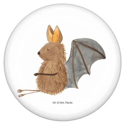 Produktbild von Mr. & Mrs. Panda Pin Fledermaus Sitzen - Weiß - Geschenk, Plakette, Fun-Button, Badge, Entspannen, Fledermäuse, Anstecker, Motivation, Lustige Sprüche, Button