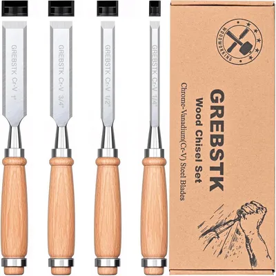 Obrázok produktu pre Sada vrtákov Stechbeitel, 4 kusy, pre drevárstvo, oceľové vrtáky, rukoväť z buku, priemer vrtákov 6-25 mm