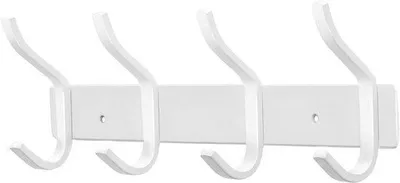 Image de Crochets muraux en acier inoxydable, 4 crochets, blancs, pour chambre à coucher