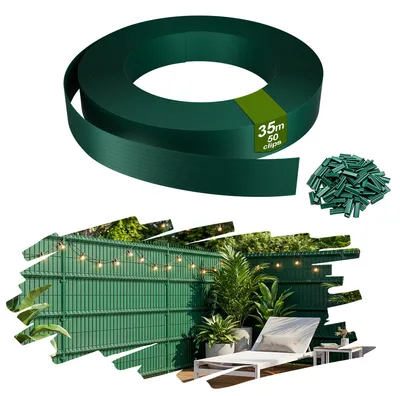 Produktbild von YRHome PVC Sichtschutzstreifen Balkonsichtschutz Sichtschutzfolie Zaunblende Balkon Terrasse Garten 35m Grün inkl. 50 Befestigungsclips