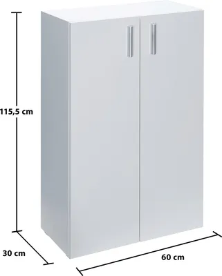 Image de Casaria Armoire avec portes 115,5 x 60 x 33 cm Meuble de rangement VELA blanc 3 niveaux pour salon bureau chambre