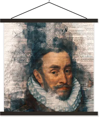 Produktbild von MuchoWow® Textilposter Wilhelm von Oranien - Zeitungsartikel - Kunst 60x60 cm mit schwarzem Rahmen - Posteraufhänger