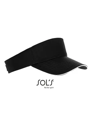 Immagine prodotto di SOLs 01196 | Visiera unisex Ace / Velcro - Colore: Nero/Bianco - Taglia: Unica