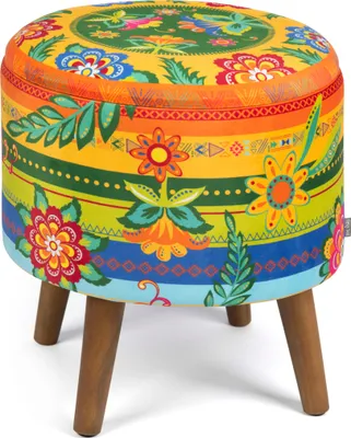 Immagine prodotto di Pouf contenitore Excelsa Gipsy Soul in velluto e legno 38x38x45 cm multicolore