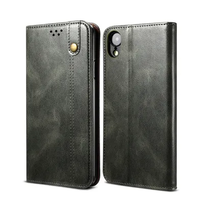 Obrázek produktu pro Pouzdro pro iPhone XR, kožené flip pouzdro peněženka s funkcí stojánku zelené