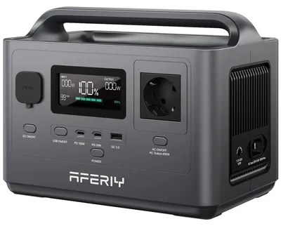 Produktbild von Tragbare Power Station - AF-P040 LiFePO4 - 400W 256Wh - 300W AC Wechselrichter - 120W Solarladung - Für Camping und Notstrom zu Hause - EU-Steckdose - Schwarz