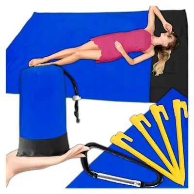 Produktbild von Wasserdichte Picknickdecke 210 x 200 cm mit 4 Befestigungsecken, sandabweisend und leicht, für Strand, Wandern, Camping und Outdoor