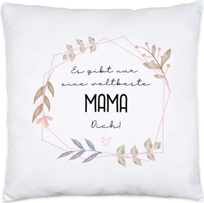 Produktbild von Es Gibt Nur Eine Weltbeste Mama Dich Kissen inkl. Füllung Blumen Motiv Muttertag Geschenkidee