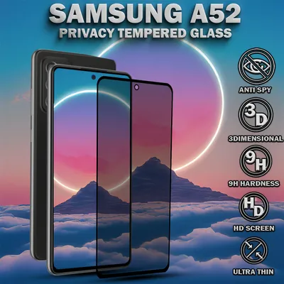 Produktbild von Sichtschutz Schutzfolie für Samsung A52 - gehärtetes Glas 9H - Super Qualität 3D