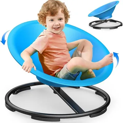 Produktbild von Karussell Kinder Drehstuhl, Balance Drehhocker trainiert Physische Koordination und Gleichgewicht, 360°-Drehsitz Spielgeräte, Autismus-Sensorikspielzeug für Jungen und Mädchen