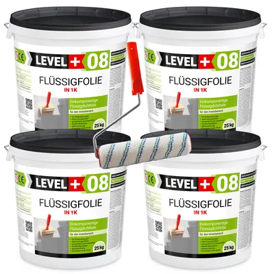Zdjęcie produktu dla Folia w płynie Level+ FLÜSSIGFOLIE IN L+08 100kg + Wałek Malarski 25cm