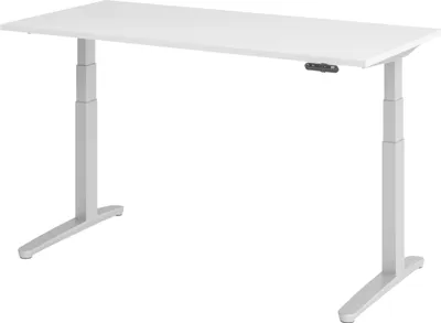 Produktbild von bümö Schreibtisch elektrisch XBHM - Nachbildung: Weiß, Gestell: Silber, Größe:  160 x 80 cm