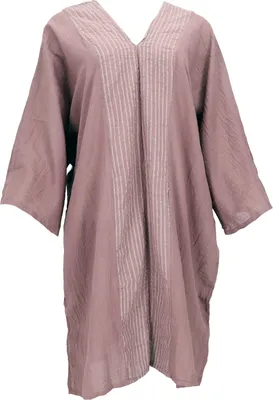 Produktbild von Japan Style Tunika, Boho Kaftan, Kurzarm Strandtunika für Starke Frauen - Braun, Damen, Baumwolle, Blusen & Tunikas