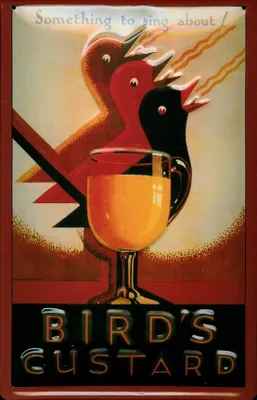 Produktbild von Blechschild Birds Custard Vögel Schild Nostalgieschild Schild Werbeschild