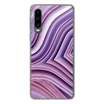 Produktbild von MuchoWow® Handyhülle Schutzhülle Hülle für Huawei P30 Naturstein - Nahaufnahme - Weiß Silikon Softcase Handy Hülle - Kartenbesitzer