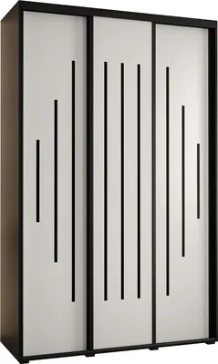 Produktbild von MEBLE KRYSPOL Davos 12 Schrank, drei Türen - 235,2x150x60 cm - Schwarz Weiß Schwarz