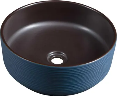 Zdjęcie produktu dla Umywalka ceramiczna nablatowa, 41X15 cm, niebieska/brązowa, Priori