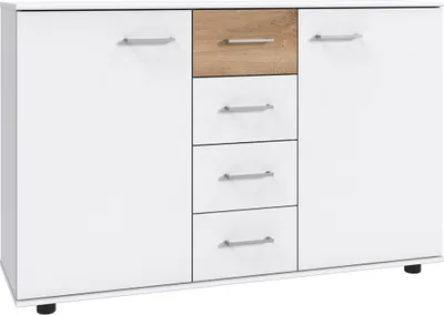 Produktbild von Kommode 130 cm breit modern in weiß mit Eiche TREVISO-43