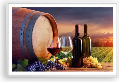 Produktbild von Gerahmtes Poster - Weißer Rahmen - Wein Weinberg Sommer - 91,5x61 cm - Wand Bild - Wanddeko - Wandbilder - Kunstposter - Wandposter - Bilderrahmen - Bilder - Kunstdruck - Wandbild - P2WAA91x61-4125