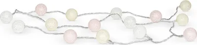 Produktbild von 15er Lichterkette Ø4cm LED Kugeln Girlande Lampions Baumwolle Rosa Deko