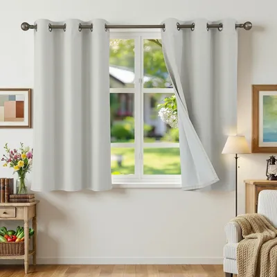 Image de Rideau occultant 100% - Thermiquement isolant - Rideaux avec œillets - Lot de 2 - 90 x 120 cm - Décoration pour chambre à coucher/salon