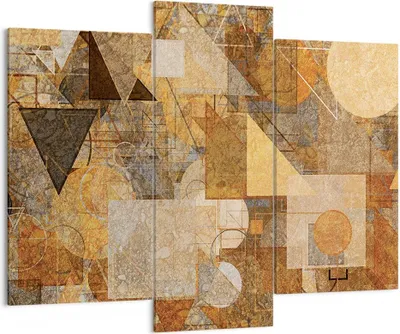 Produktbild von Bild auf Leinwand - Leinwandbild - 3 Teile - Abstraktion Figuren Geometrisch - 130x100cm - Wand Bild - Wanddeko - Wandbilder - Leinwanddruck - Bilder - Wanddekoration - Leinwand bilder CB130x100-4387