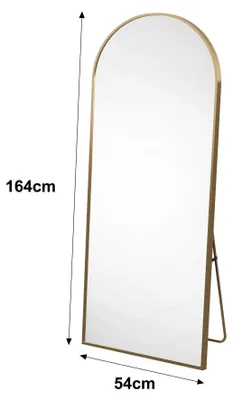 Produktbild von Moderner Ganzkörperspiegel - Stand- und Wandspiegel - Bogenförmiger Rahmen - 164x54 cm - Für Schlafzimmer & Wohnzimmer - Gold