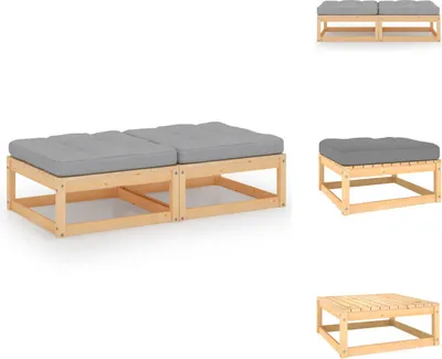 Image de vidaXL Tabouret de jardin avec coussin 2 pcs. Pin massif - Eléments de canapés de jardin
