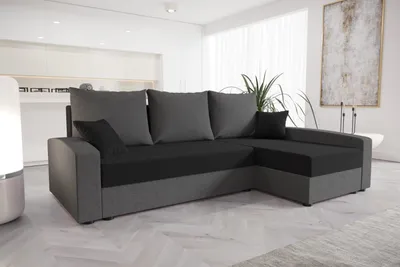 Produktbild von Roe Furniture | Sofa - Ecksofa 231 cm - CHIEVO - Grau und Schwarz - L-Form - Mit Schlaffunktion und Stauraum - Modernes Design - Sofabett - Couch