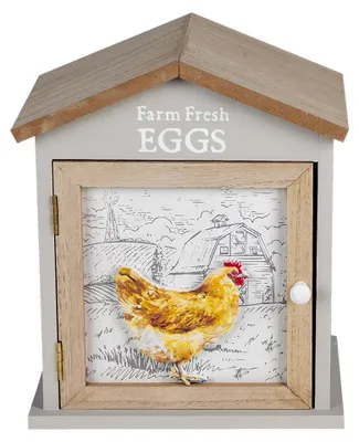 Produktbild von Clayre & Eef Eierschrank Haus 19x13x23 cm Braun Holz Huhn