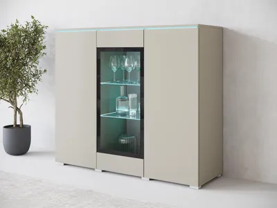 Obrázek produktu pro Prosklená komoda HERMINA 120 - kašmír