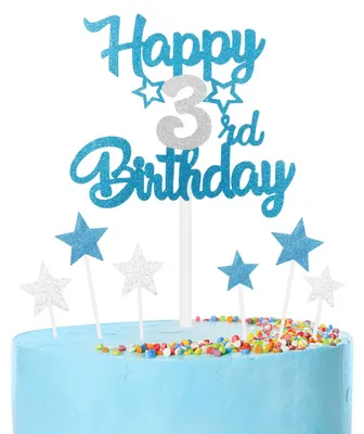 Image de Décoration pour gâteaux - Personnalisable - Pour gâteaux et cupcakes - Couleurs bleu et argent