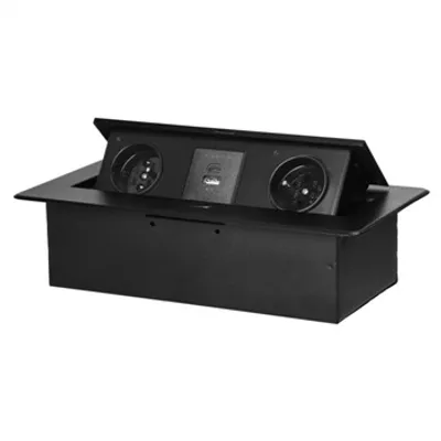 Obrázek produktu pro Výklopný blok zapuštěný ORNO OR-GM-9034/B, 2x 230V, 1x USB-A, 1x USB-C, černá