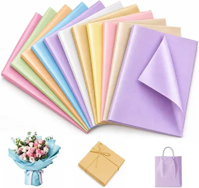 Imagen del producto de Papel de seda, colores pastel, 35 x 50 cm, 110 hojas, embalaje de regalo