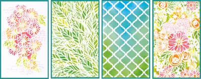 Produktbild von Sizzix Stencil Set "Botanicals", 4 Stück