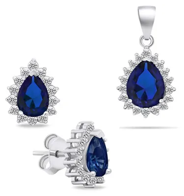 Produktbild von Charming Silver Jewelry Set with Zircons SET226WB (Earrings, Pendant)