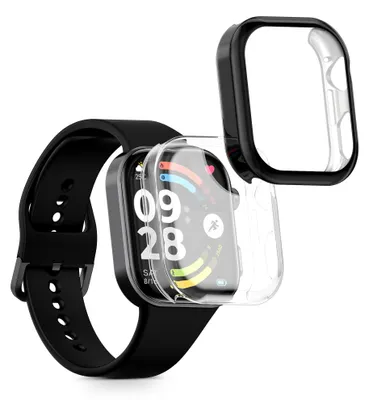 Produktbild von kwmobile 2x Silikon Hülle für Xiaomi Redmi Watch 6 Schutzhülle - Fullbody Display Cover Set aus Silikon - Transparent Schwarz