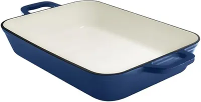 Imagen del producto de Sartén de hierro fundido esmaltada, 3,2 litros, color azul