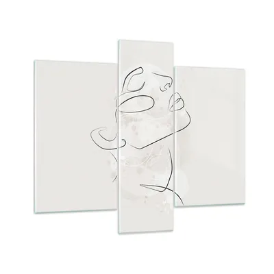 Produktbild von Bilder auf glas - 3 Teile - Gesicht Linie Skizze - 95x80cm - Glasbilder - Wandbilder - Bilder - zum Aufhängen bereit - Wanddekoration aus Glas - Glas Bilder - Wandbild auf Glas - GCB95x80-5031