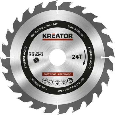Produktbild von Kreator 200x30x2.2 Mm 24t Holzkreissägescheibe Silber Silber One Size