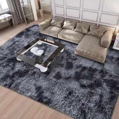 Produktbild von Ibenzoa® Plüschteppich 200 x 300 cm – Grau-Schwarz, waschbar & rutschfest, weich für Wohnzimmer & Schlafzimmer