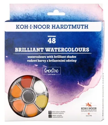 Image de Aquarelles Koh-i-noor/ aquarelles BRIILIANT round 48 couleurs