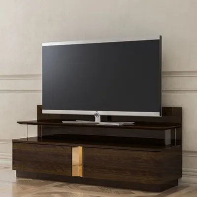 Produktbild von Casa Padrino Luxus Wohnzimmer TV Schrank mit 2 Schubladen Braun / Gold 150 x 50 x H. 67 cm - Edle Wohnzimmer Möbel - Luxus Qualität