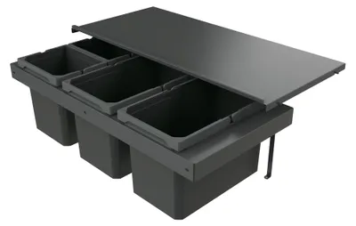Imagen del producto de Naber 8013397 - Contenedor de residuos Cox Stand-UP® 280 S/900-4, sin tapa biodegradable, color antracita, capacidad de 46 litros (2x16/2x7), para armario de 90 cm de ancho