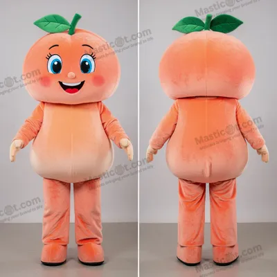Image de Costume de mascotte MASTICOT sur échasses en velours pêche