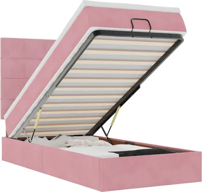 Produktbild von vidaXL Ottoman-Bett mit Matratzen & LEDs Rosa 100x200 cm Samt