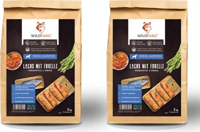Produktbild von Wildfang Maxi Adult Premium Trockenfutter für Hunde mit 50% Lachs & Forelle 2 x 6 kg, getreidefrei, glutenfrei, hypoallergen