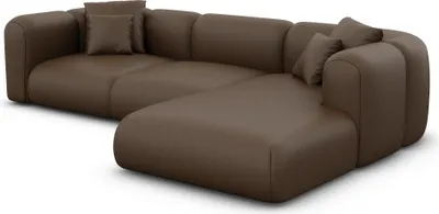 Produktbild von Echtleder L-Form Sofa Belio Dunkelbraun Rechts