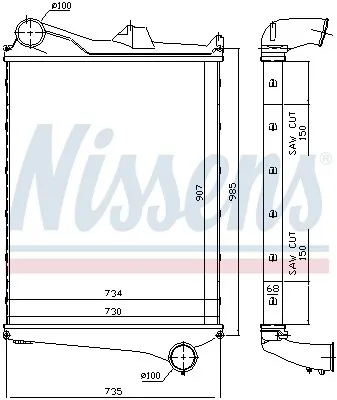 Produktbild von Nissens Aluminium Ladeluftkühler Luftgekühlt 900x730x67 mm Ohne Schnellkupplung